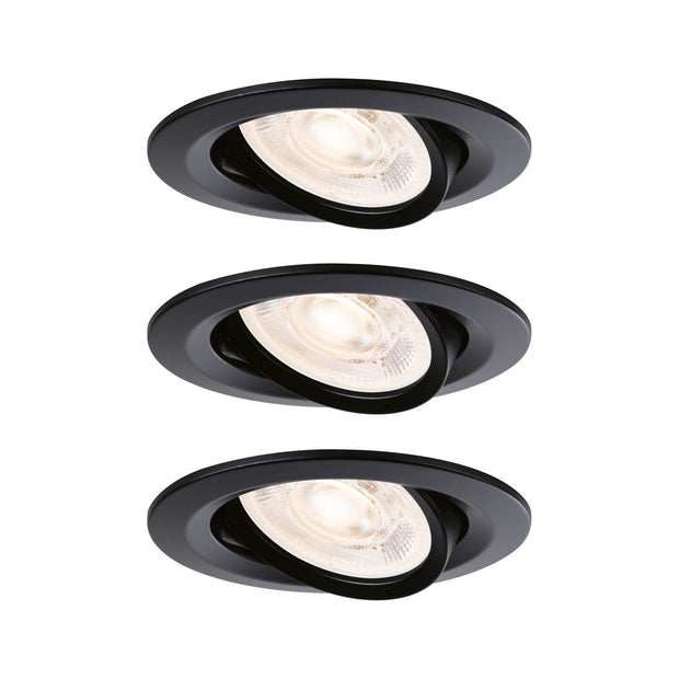LED Einbauleuchte Nova Plus GU10 Flat IP65 93mm 3x4,9W 3x550lm 230V dimmbar 2700K Schwarz matt