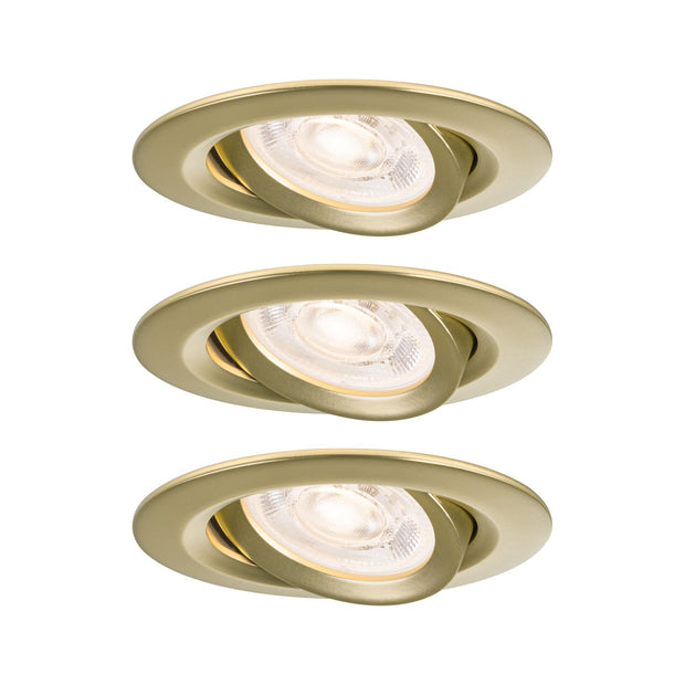 LED Einbauleuchte Nova Plus GU10 Flat IP65 93mm 3x4,9W 3x550lm 230V dimmbar 2700K Gold matt