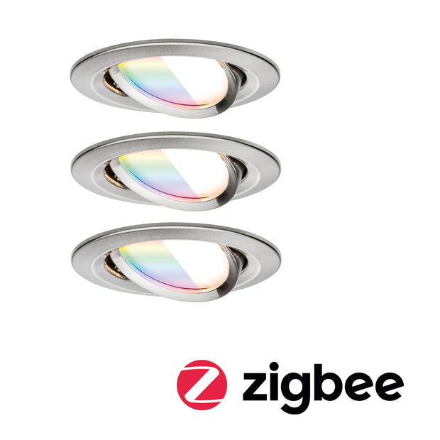 LED Einbauleuchte Nova Coin rund 84mm 50 Grad RGBW+ 3x6W 3x500lm 230V Eisen gebuerstet Aluminium