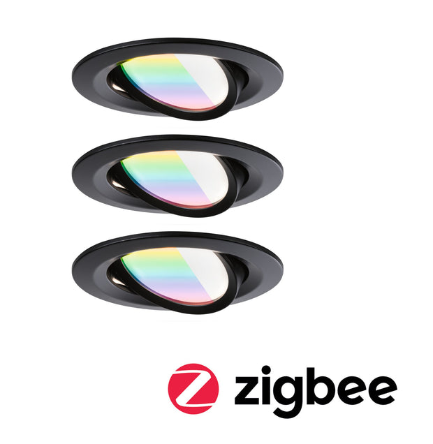 LED Einbauleuchte Nova Coin rund 84mm 50 Grad RGBW+ 3x6W 3x500lm 230V Schwarz matt Aluminium