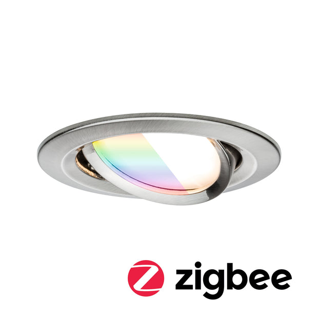 LED Einbauleuchte Nova Coin rund 84mm 50 Grad RGBW+ 6W 500lm 230V Eisen gebuerstet Aluminium