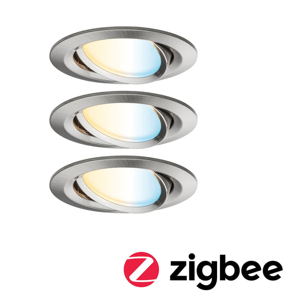 LED Einbauleuchte Nova Coin rund 84mm 50 Grad Tunable White 3x6W 3x530lm 230V Eisen gebuerstet Aluminium