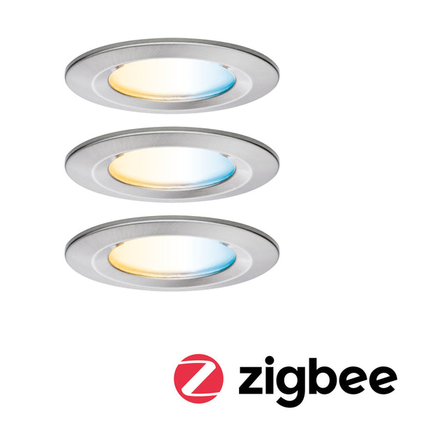 LED Einbauleuchte Nova Coin IP44 rund 78mm Tunable White 3x6W 3x530lm 230V Eisen gebuerstet Aluminium