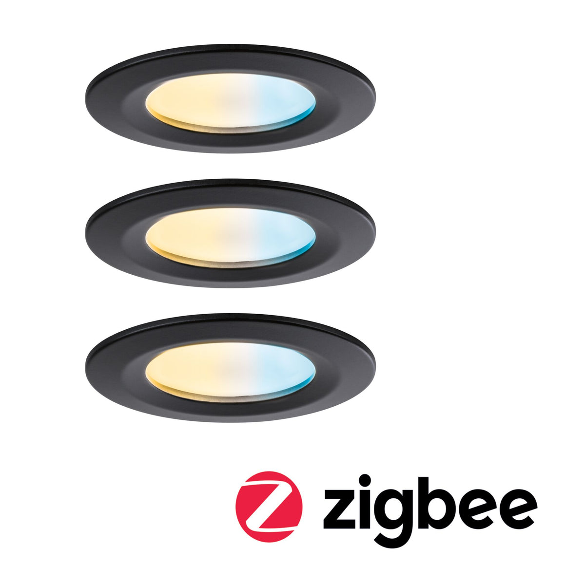 LED Einbauleuchte Nova Coin IP44 rund 78mm Tunable White 3x6W 3x530lm 230V Schwarz matt Aluminium