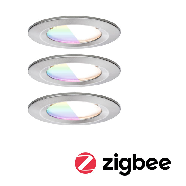 LED Einbauleuchte Nova Coin IP44 rund 78mm RGBW+ 3x6W 3x500lm 230V Eisen gebuerstet Aluminium