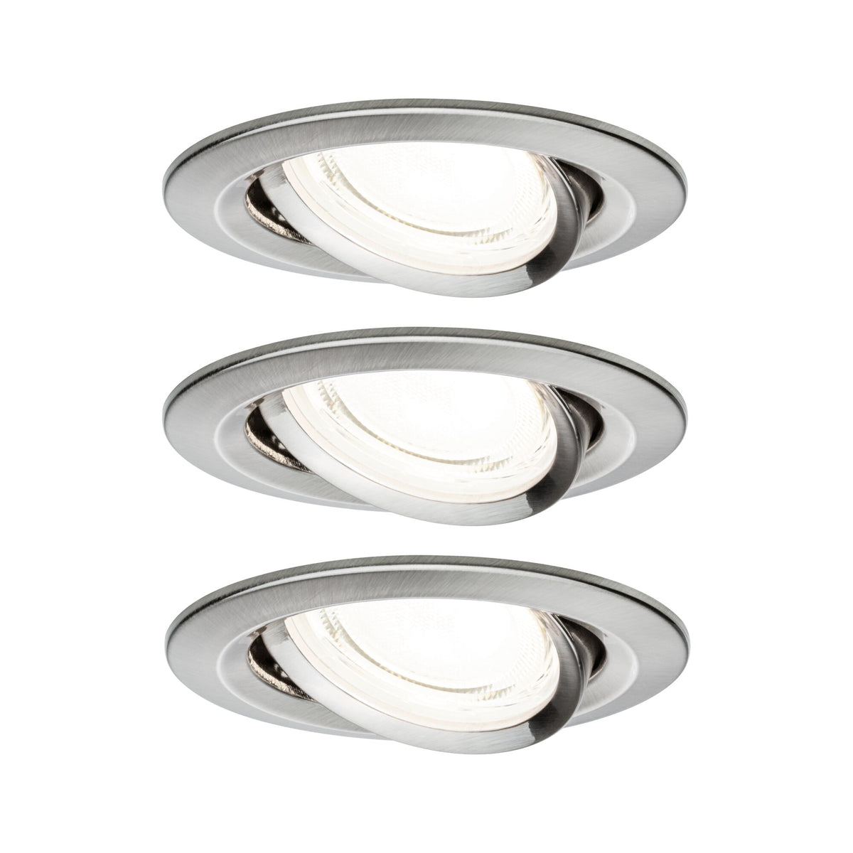 LED Einbauleuchte Nova Coin 3er-Set rund 84mm 50 Grad 3x2,8W 3x505lm 230V 4000K Eisen gebuerstet