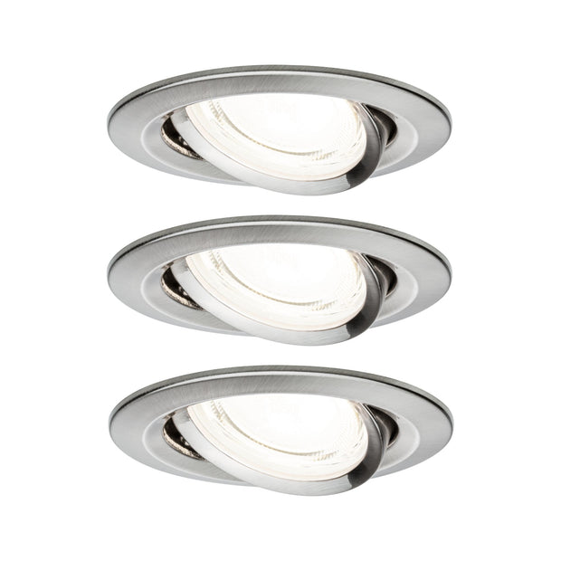 LED Einbauleuchte Nova Coin 3er-Set rund 84mm 50 Grad 3x2,8W 3x505lm 230V 4000K Eisen gebuerstet