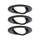 LED Einbauleuchte Nova Coin 3er-Set rund 84mm 50 Grad 3x2,8W 3x505lm 230V 4000K Schwarz matt