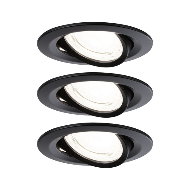 LED Einbauleuchte Nova Coin 3er-Set rund 84mm 50 Grad 3x2,8W 3x505lm 230V 4000K Schwarz matt