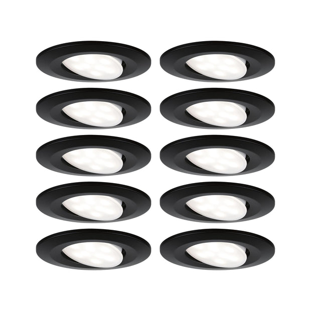 LED Einbauleuchte Calla Basisset schwenkbar IP65 rund 90mm 30 Grad 10x6W 10x500lm 230V 4000K Schwarz matt