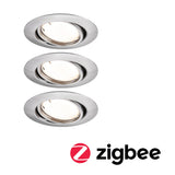 LED Einbauleuchte Smart Home Zigbee 3.0 Base Coin Basisset schwenkbar rund 90mm 20 Grad Coin 3x4,9W 3x430lm 230V dimmbar 3000K Eisen gebuerstet