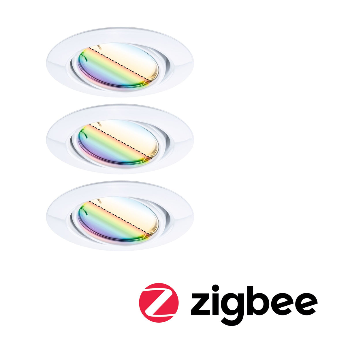 LED Einbauleuchte Smart Home Zigbee 3.0 Base Coin Basisset schwenkbar rund 90mm 20 Grad Coin 3x4,9W 3x420lm 230V dimmbar RGBW+ Weiss