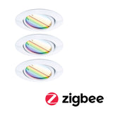 LED Einbauleuchte Smart Home Zigbee 3.0 Base Coin Basisset schwenkbar rund 90mm 20 Grad Coin 3x4,9W 3x420lm 230V dimmbar RGBW+ Weiss