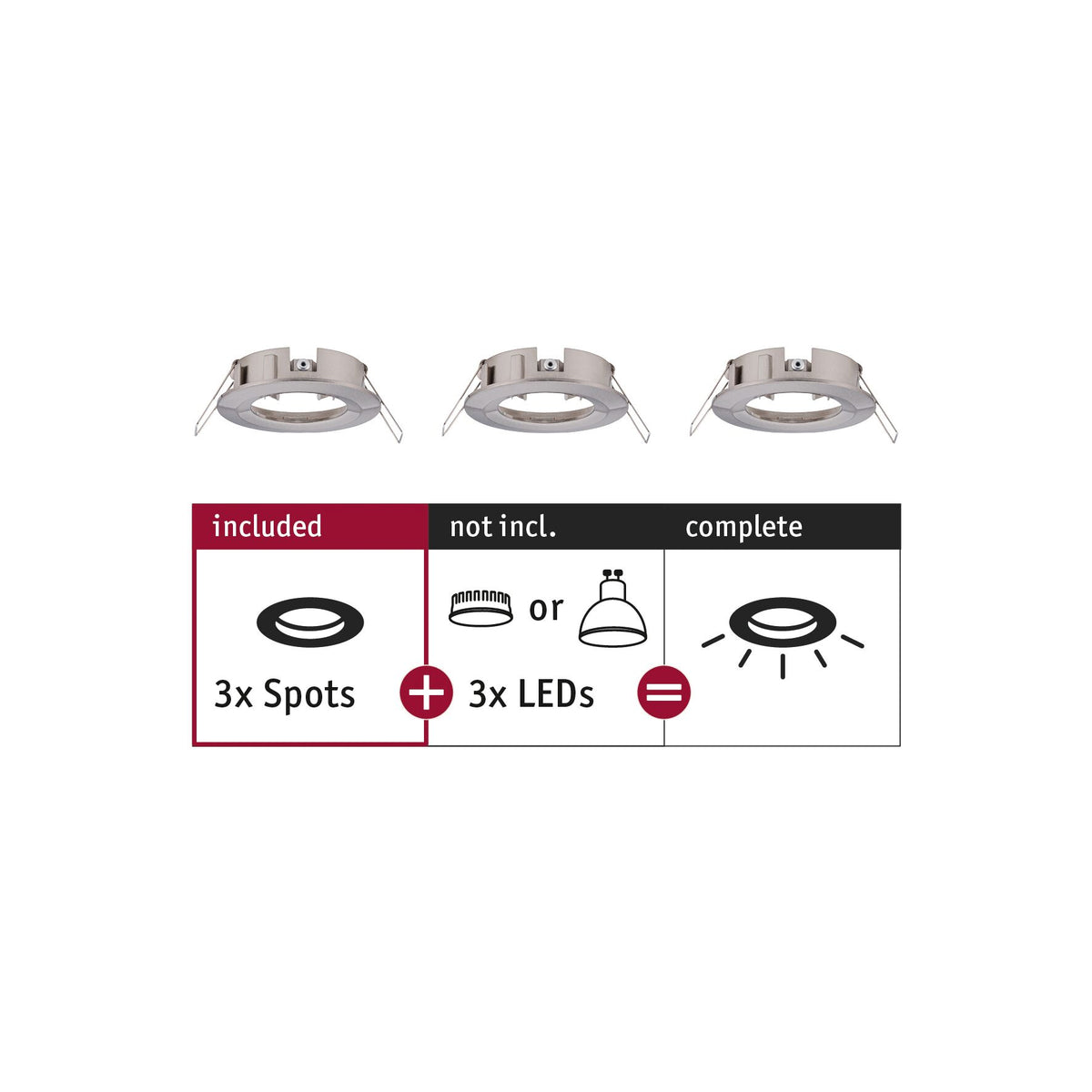 Einbauleuchte Choose Basisset starr IP44 rund 78mm max. 3x10W 230V dimmbar Eisen gebuerstet