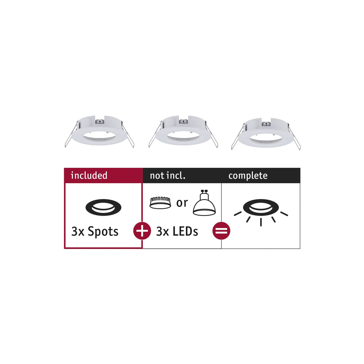 Einbauleuchte Choose Basisset starr IP44 rund 78mm max. 3x10W 230V dimmbar Weiss matt