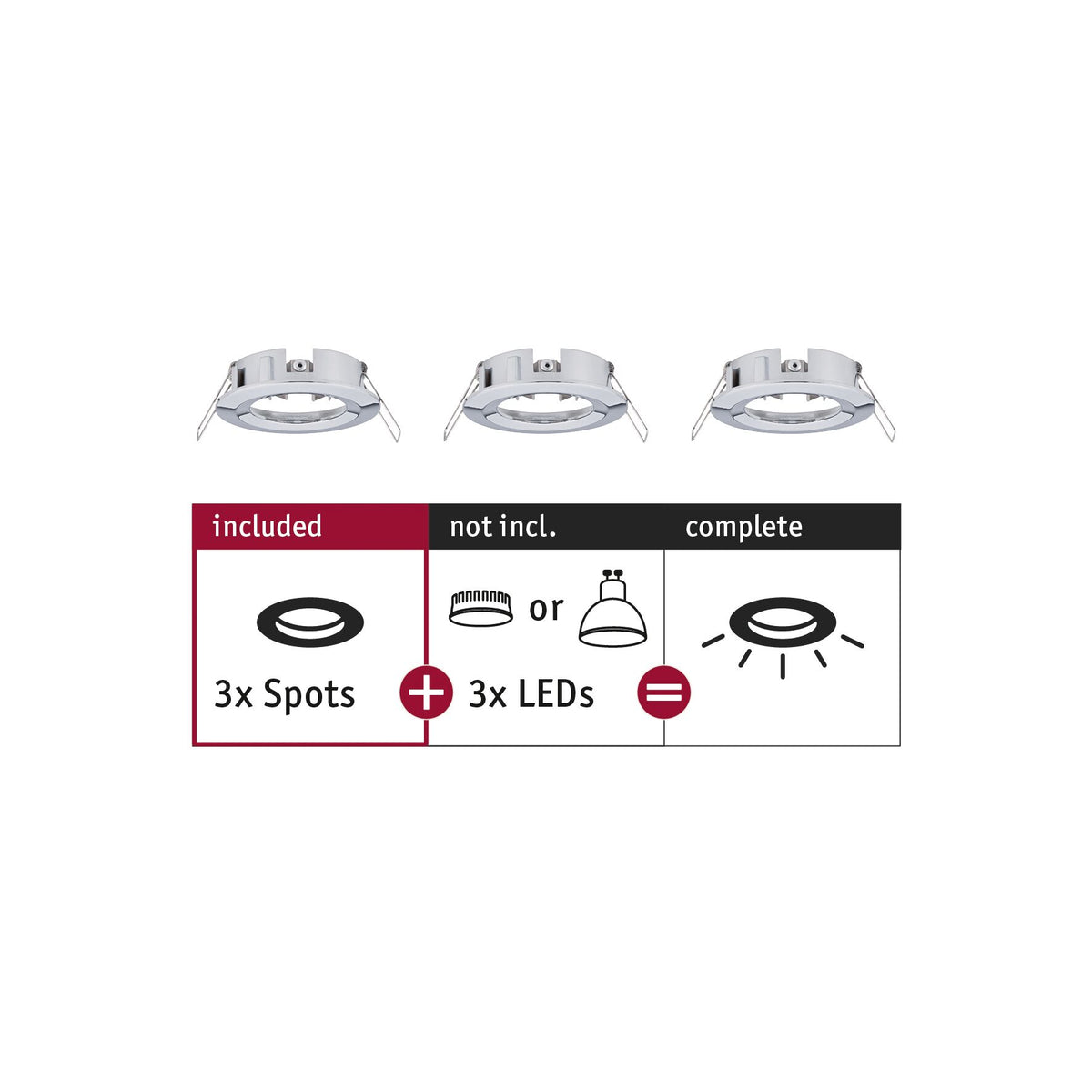 Einbauleuchte Choose Basisset starr IP44 rund 78mm max. 3x10W 230V dimmbar Chrom