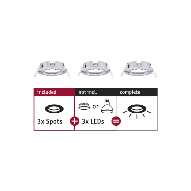 Einbauleuchte Choose Basisset starr IP44 rund 78mm max. 3x10W 230V dimmbar Chrom