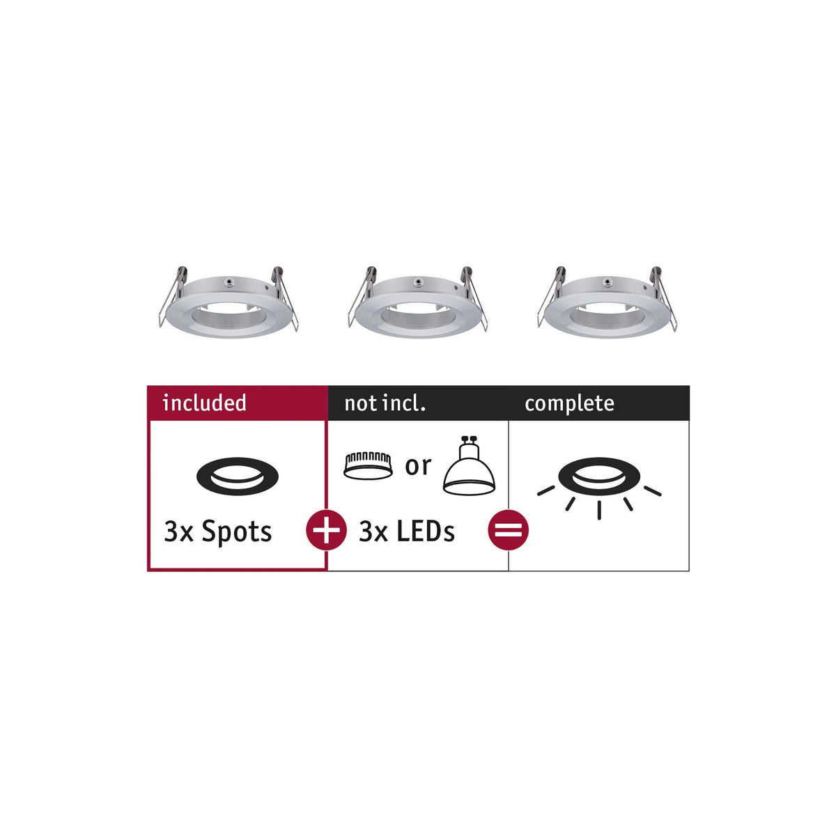 Einbauleuchte Choose Basisset starr IP44 rund 78mm max. 3x10W 230V dimmbar Alu gedreht