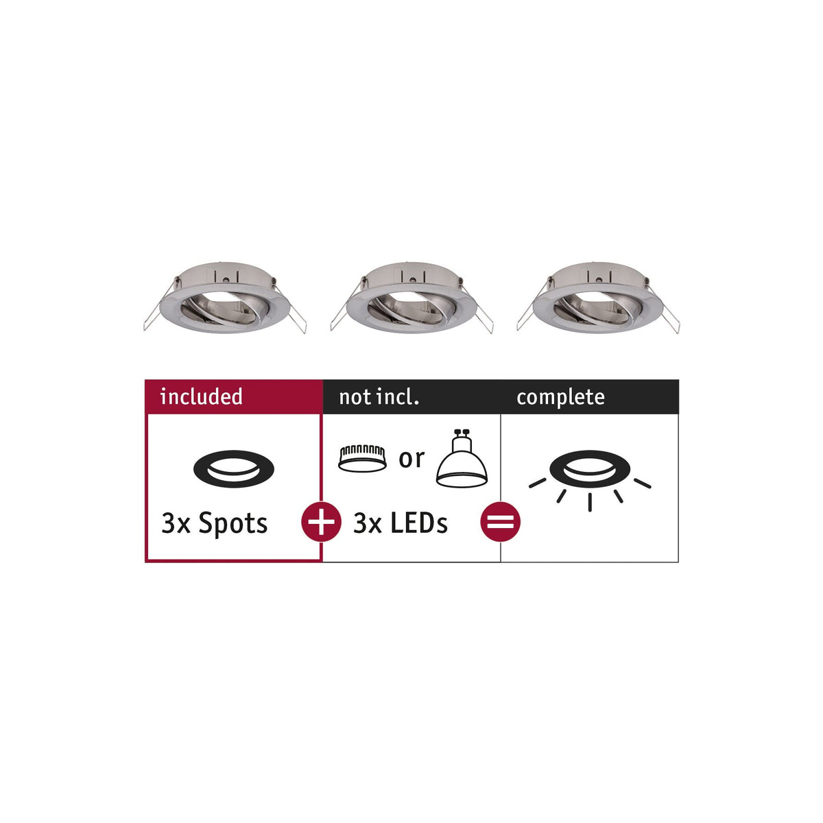 Einbauleuchte Choose Basisset schwenkbar rund 84mm 50 Grad max. 3x10W 230V dimmbar Eisen gebuerstet