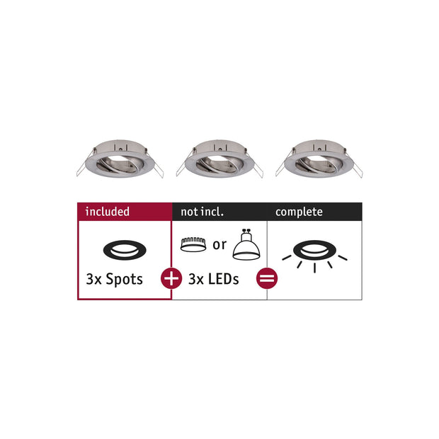 Einbauleuchte Choose Basisset schwenkbar rund 84mm 50 Grad max. 3x10W 230V dimmbar Eisen gebuerstet