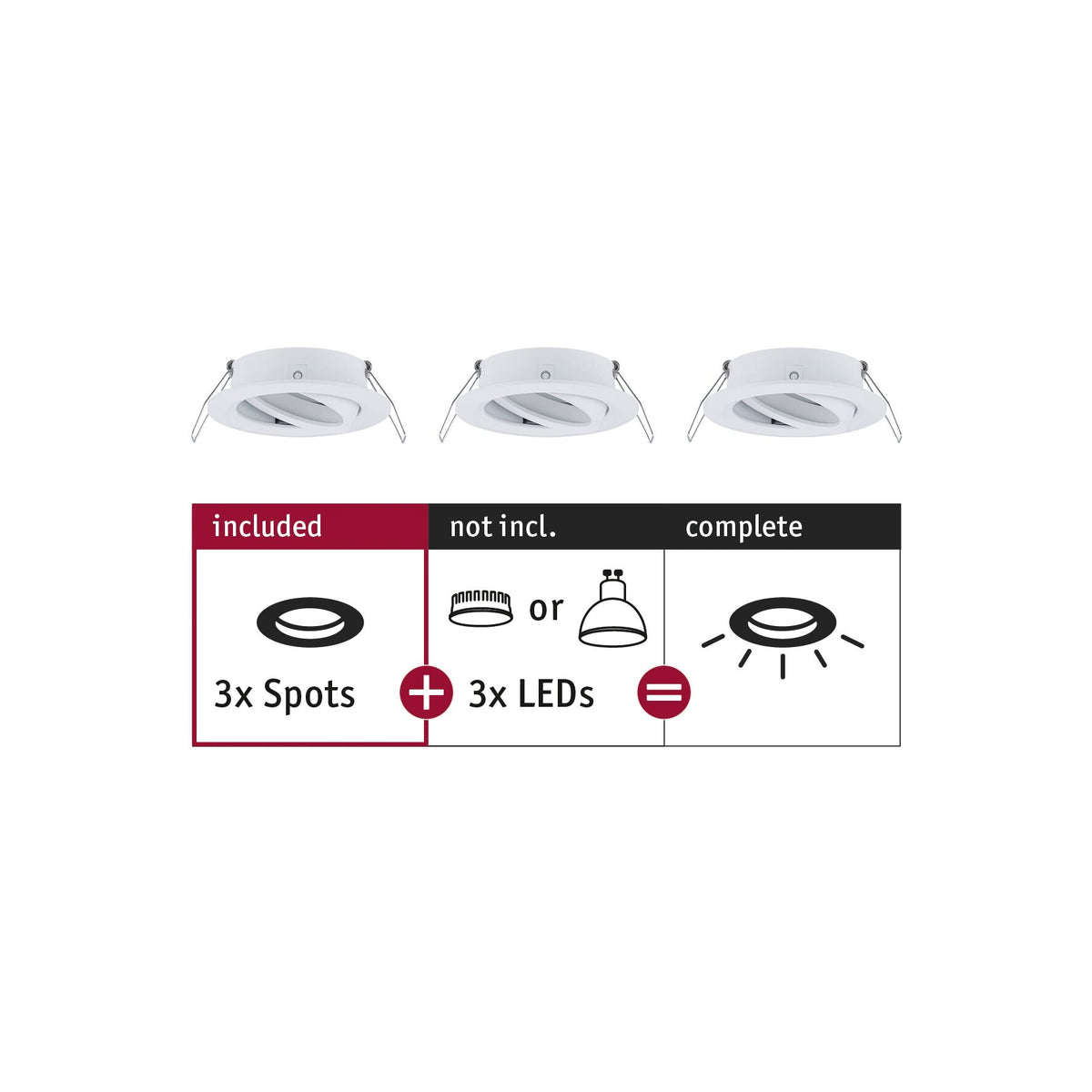 Einbauleuchte Choose Basisset schwenkbar rund 84mm 50 Grad max. 3x10W 230V dimmbar Weiss matt