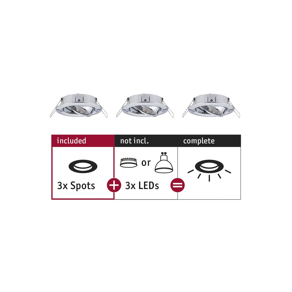 Einbauleuchte Choose Basisset schwenkbar rund 84mm 50 Grad max. 3x10W 230V dimmbar Chrom