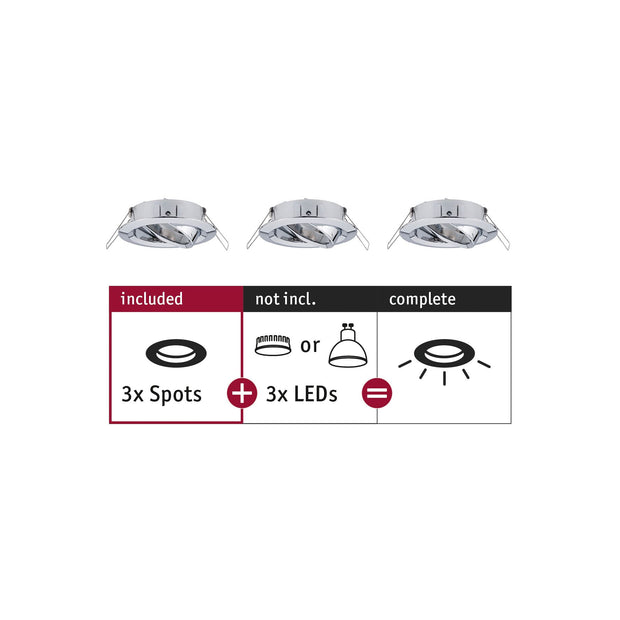 Einbauleuchte Choose Basisset schwenkbar rund 84mm 50 Grad max. 3x10W 230V dimmbar Chrom