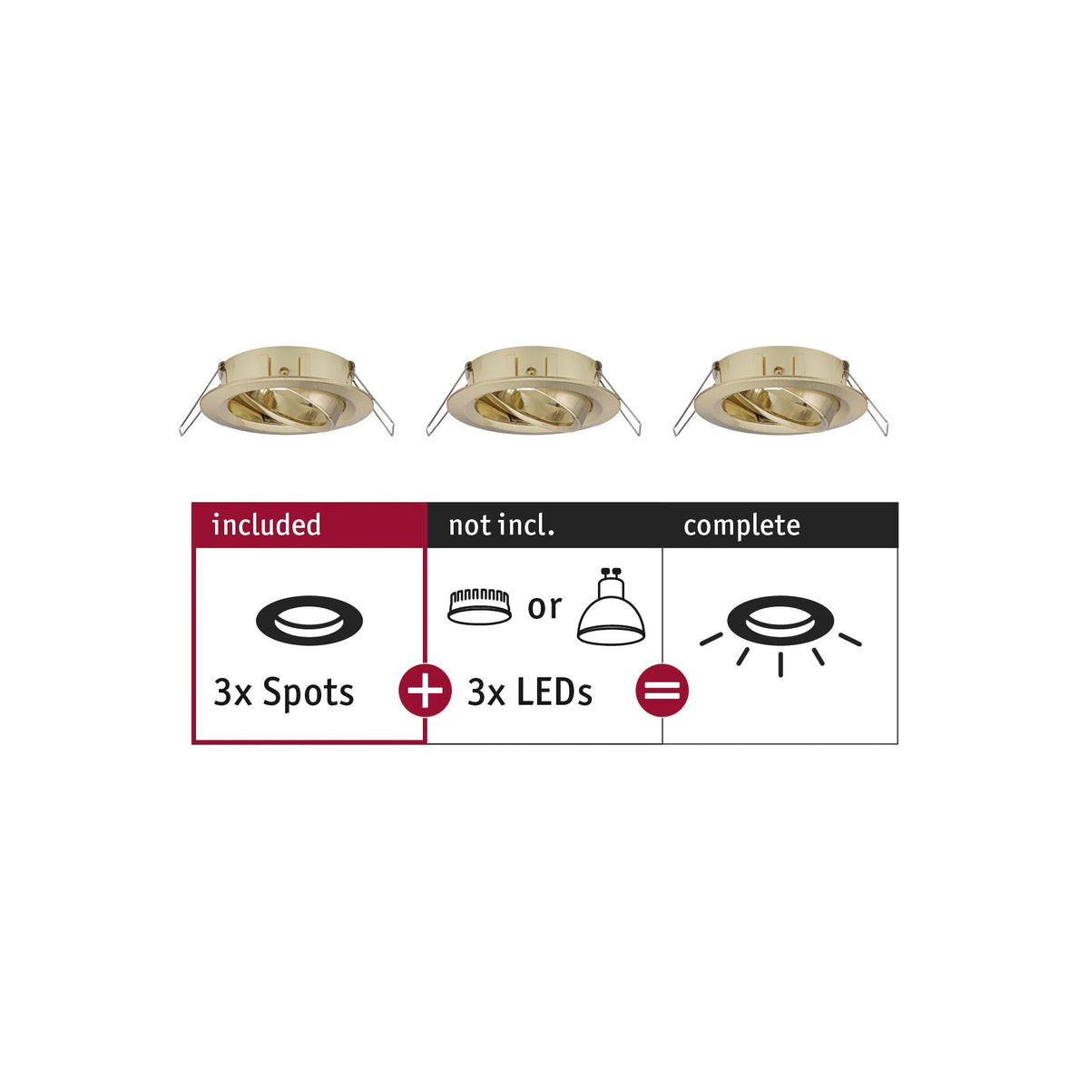 Einbauleuchte Choose Basisset schwenkbar rund 84mm 50 Grad max. 3x10W 230V dimmbar Messing gebuerstet