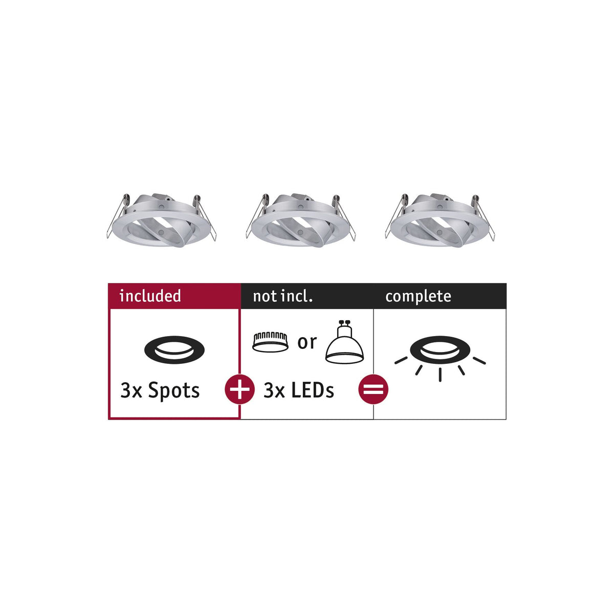 Einbauleuchte Choose Basisset schwenkbar rund 84mm 50 Grad max. 3x10W 230V dimmbar Alu gedreht
