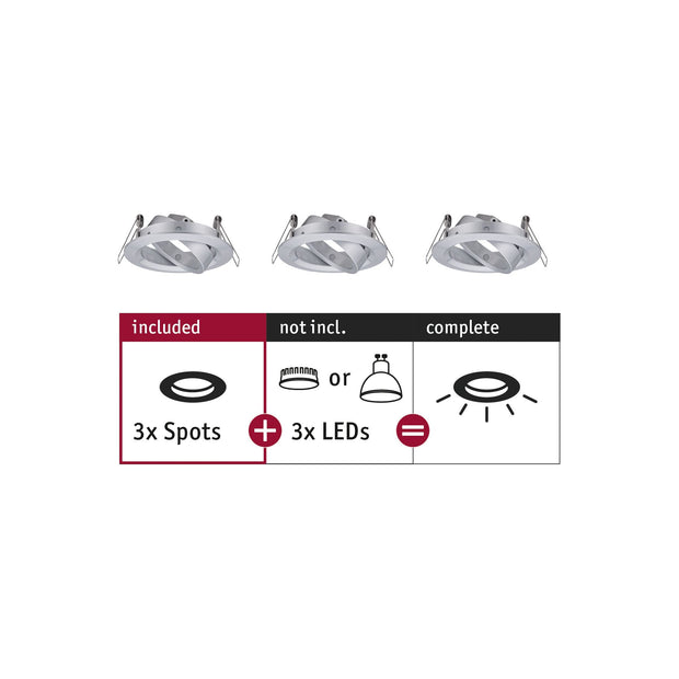 Einbauleuchte Choose Basisset schwenkbar rund 84mm 50 Grad max. 3x10W 230V dimmbar Alu gedreht