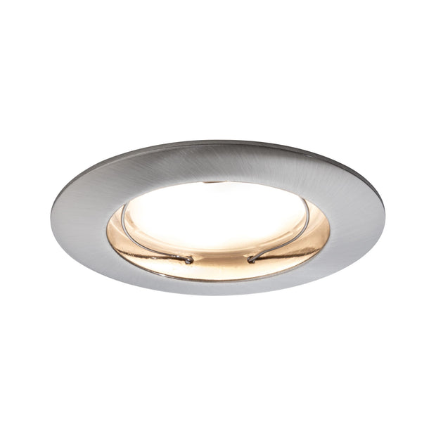 LED Einbauleuchte Warmweiss Coin IP44 rund 79mm Coin 3x6,8W 3x380lm 230V dimmbar 2700K Eisen gebuerstet/Satin
