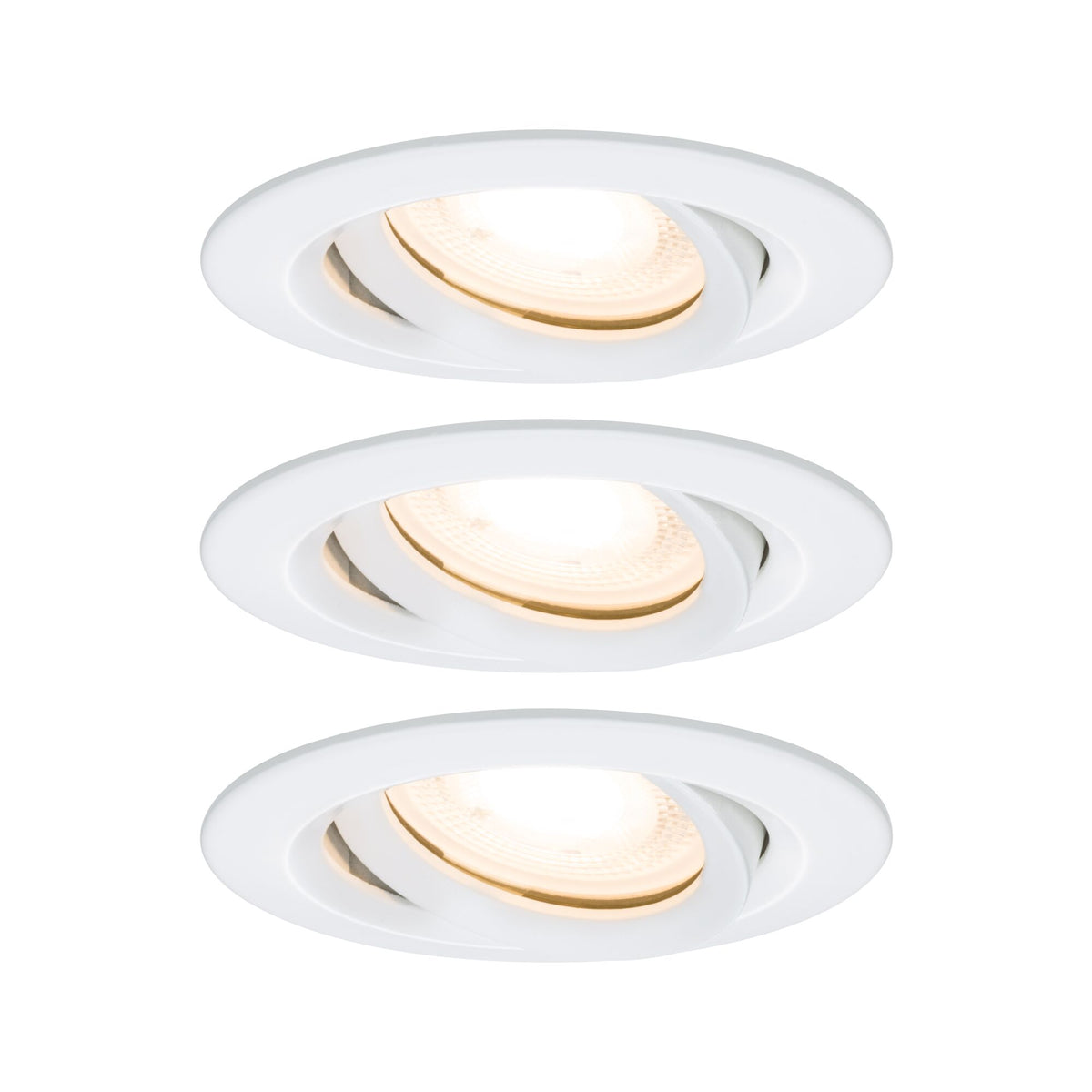 LED Einbauleuchte Nova Plus 3er-Set schwenkbar IP65 rund 93mm 30 Grad GU10 3x7W 3x460lm 230V dimmbar 2700K Weiss matt