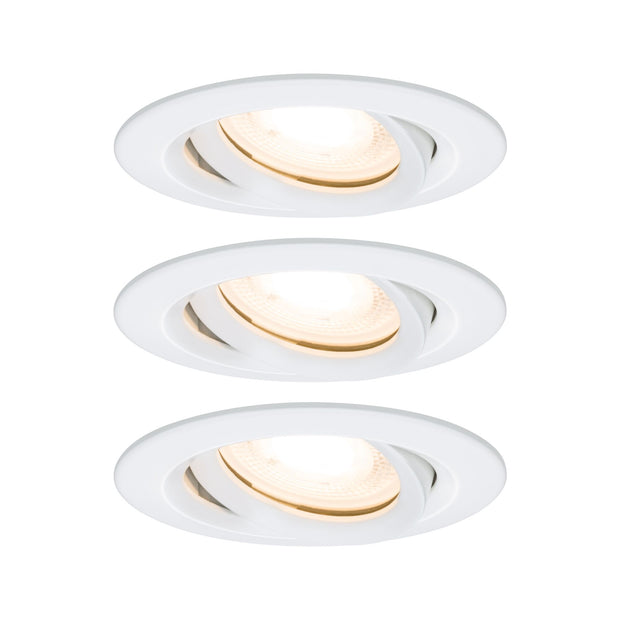 LED Einbauleuchte Nova Plus 3er-Set schwenkbar IP65 rund 93mm 30 Grad GU10 3x7W 3x460lm 230V dimmbar 2700K Weiss matt
