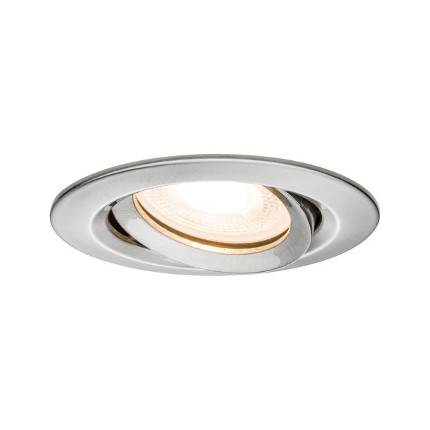 LED Einbauleuchte Nova Plus Einzelleuchte schwenkbar IP65 rund 93mm 30 Grad GU10 7W 460lm 230V dimmbar 2700K Eisen gebuerstet