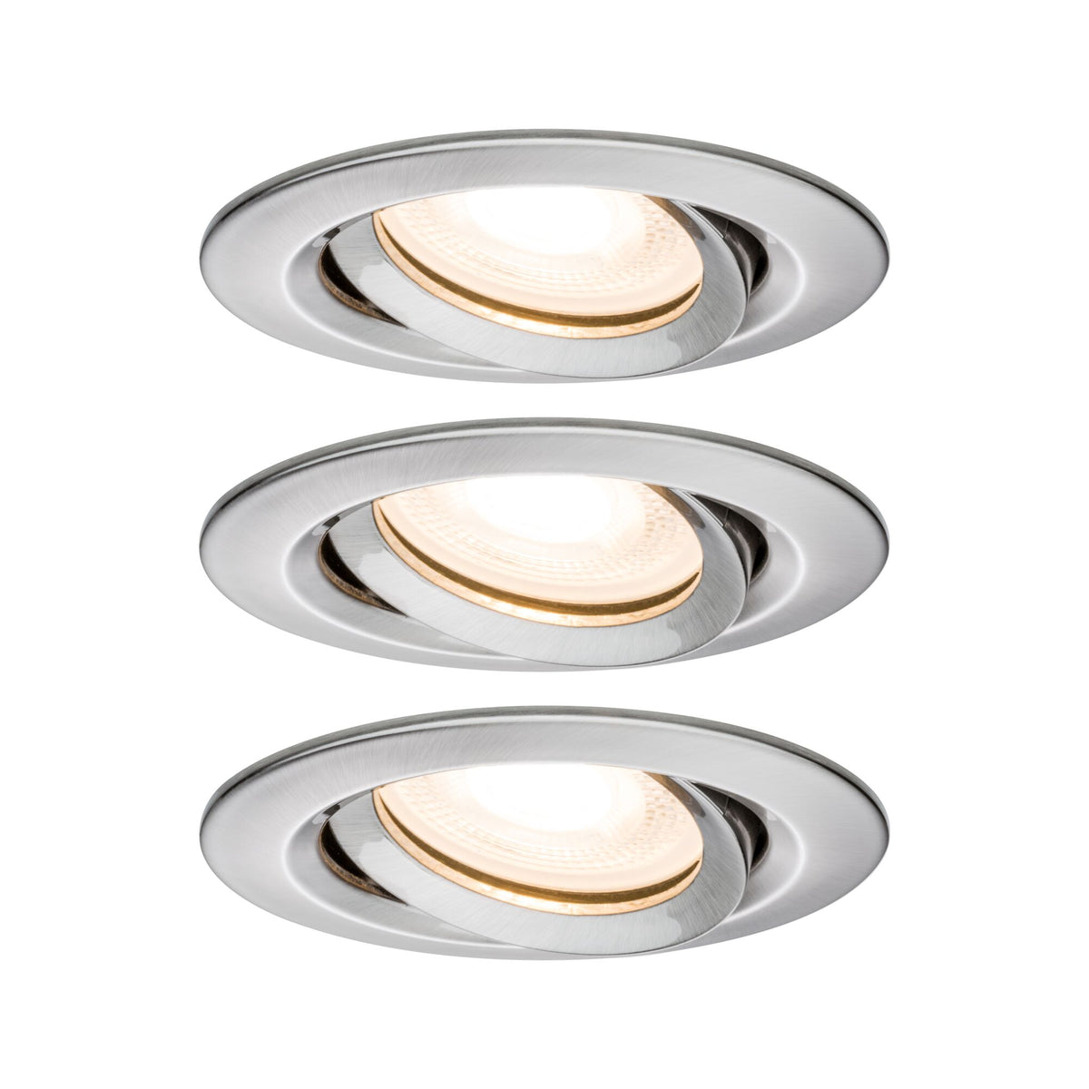 LED Einbauleuchte Nova Plus 3er-Set schwenkbar IP65 rund 93mm 30 Grad GU10 3x7W 3x460lm 230V dimmbar 2700K Eisen gebuerstet
