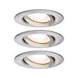 LED Einbauleuchte Nova Plus 3er-Set schwenkbar IP65 rund 93mm 30 Grad GU10 3x7W 3x460lm 230V dimmbar 2700K Eisen gebuerstet
