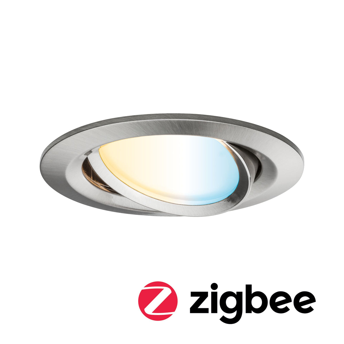LED Einbauleuchte Smart Home Zigbee 3.0 Nova Plus Coin schwenkbar rund 84mm 50 Grad Coin 6W 470lm 230V dimmbar Tunable White Eisen gebuerstet