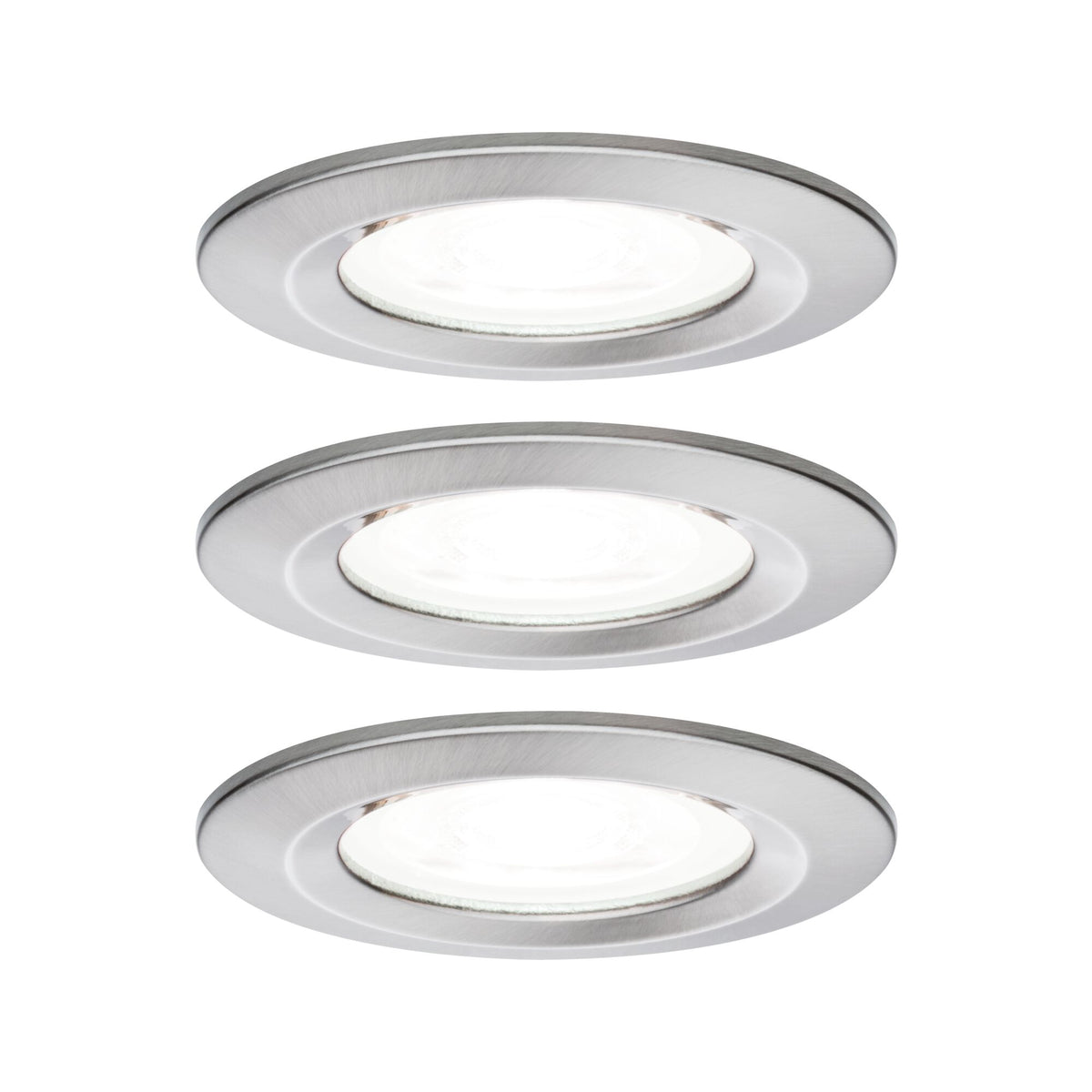 LED Einbauleuchte Nova Basisset starr IP44 rund 78mm GU10 3x6,5W 3x470lm 230V 4000K Eisen gebuerstet