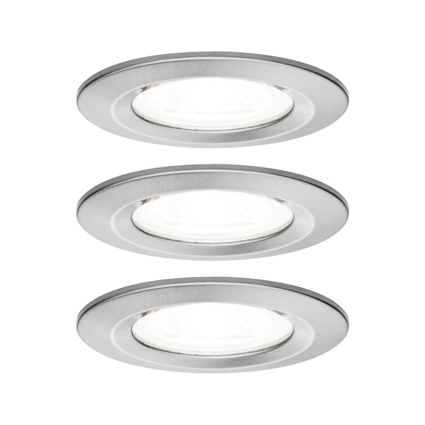 LED Einbauleuchte Nova Basisset starr IP44 rund 78mm GU10 3x6,5W 3x470lm 230V 4000K Eisen gebuerstet