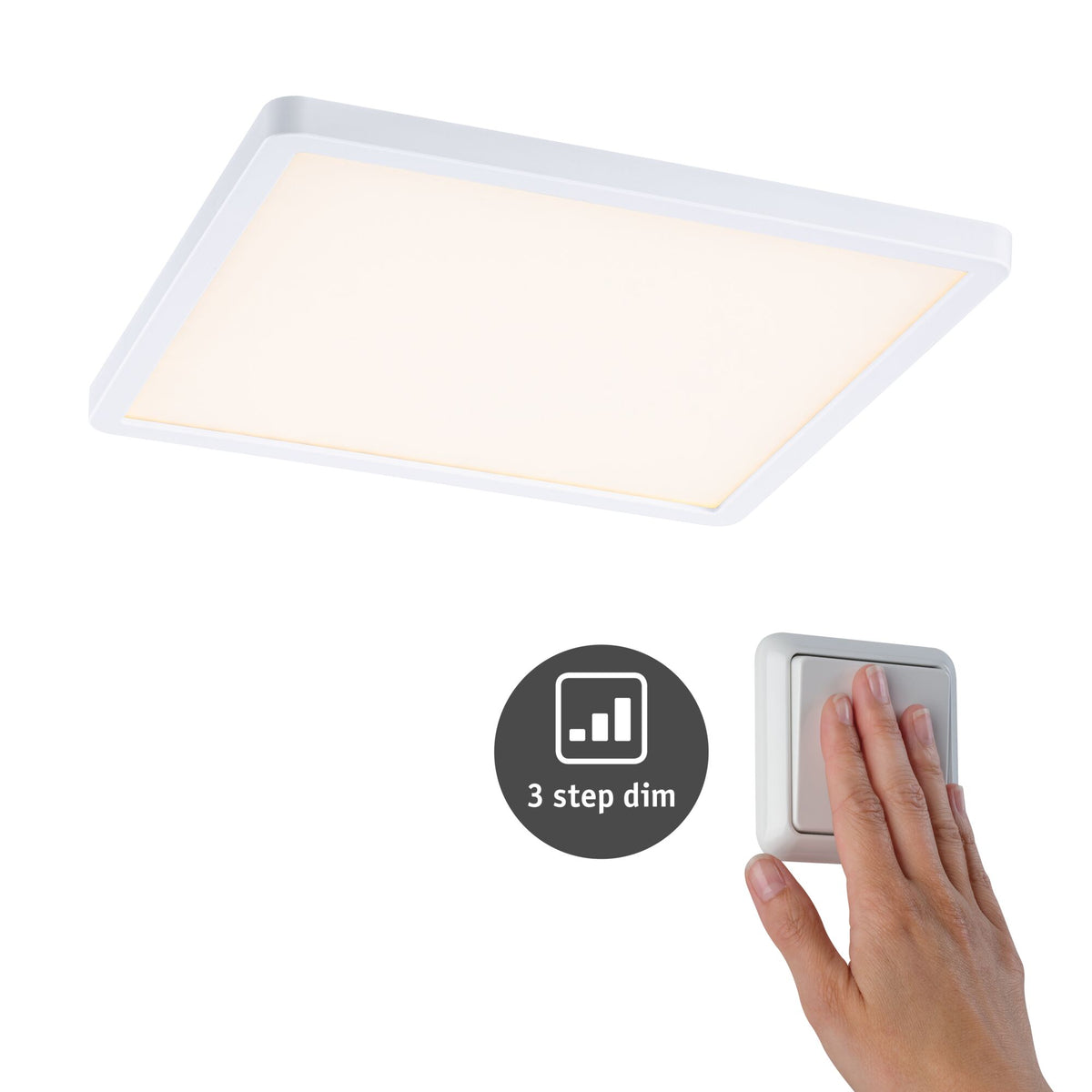 VariFit LED Einbaupanel 3-Step-Dim Areo IP44 eckig 230x230mm 16W 1400lm 3000K Weiss dimmbar