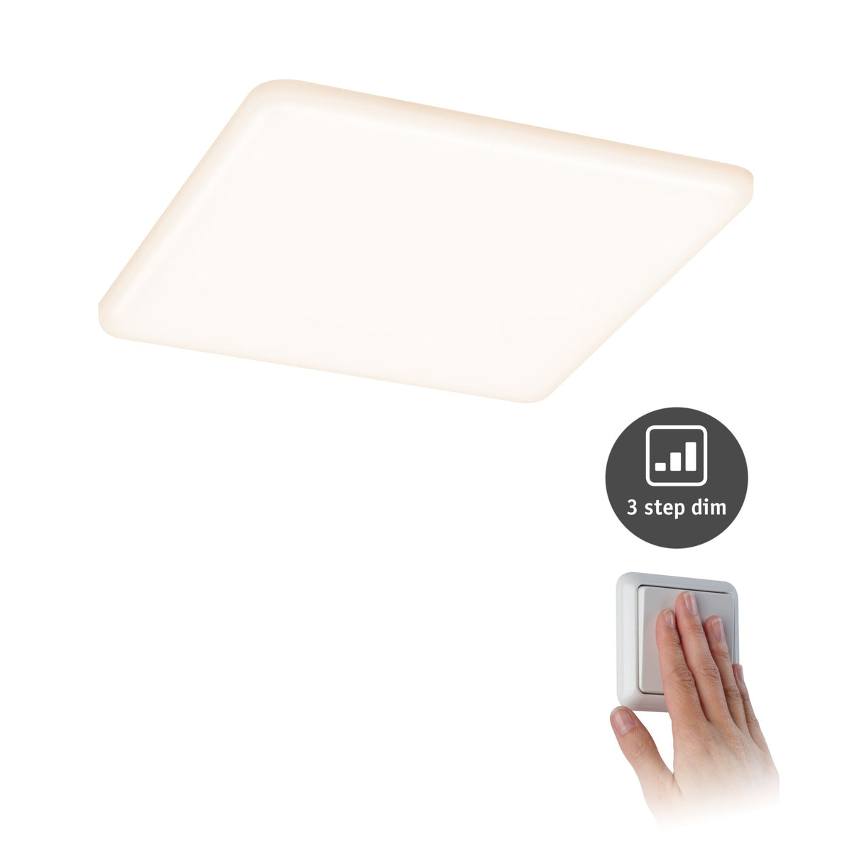VariFit LED Einbaupanel 3-Step-Dim Veluna IP44 eckig 185x185mm 17W 1400lm 3000K Satin dimmbar
