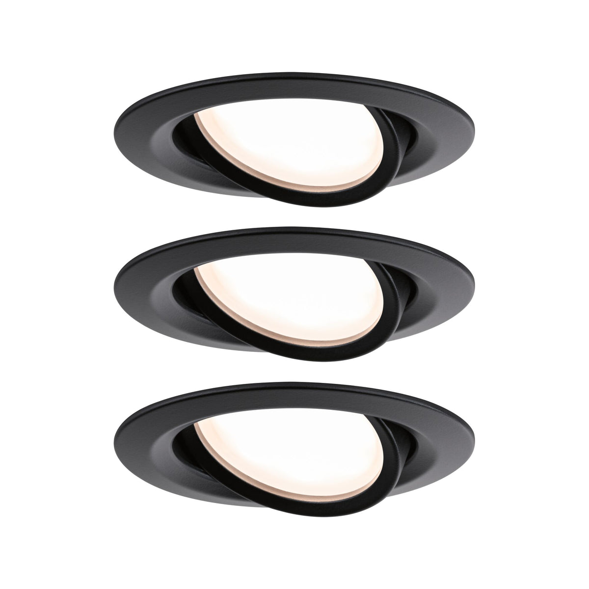 LED Einbauleuchte Nova Plus Coin Basisset schwenkbar IP65 rund 93mm 30 Grad Coin 3x6W 3x470lm 230V dimmbar 2700K Schwarz matt