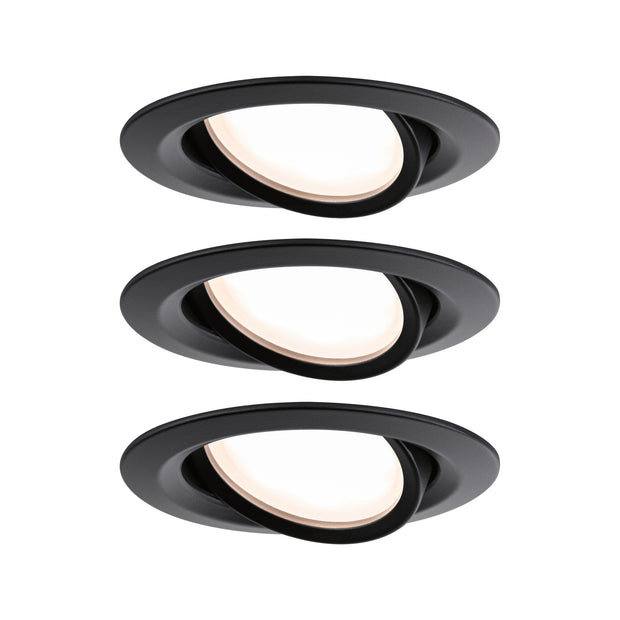 LED Einbauleuchte Nova Plus Coin Basisset schwenkbar IP65 rund 93mm 30 Grad Coin 3x6W 3x470lm 230V dimmbar 2700K Schwarz matt