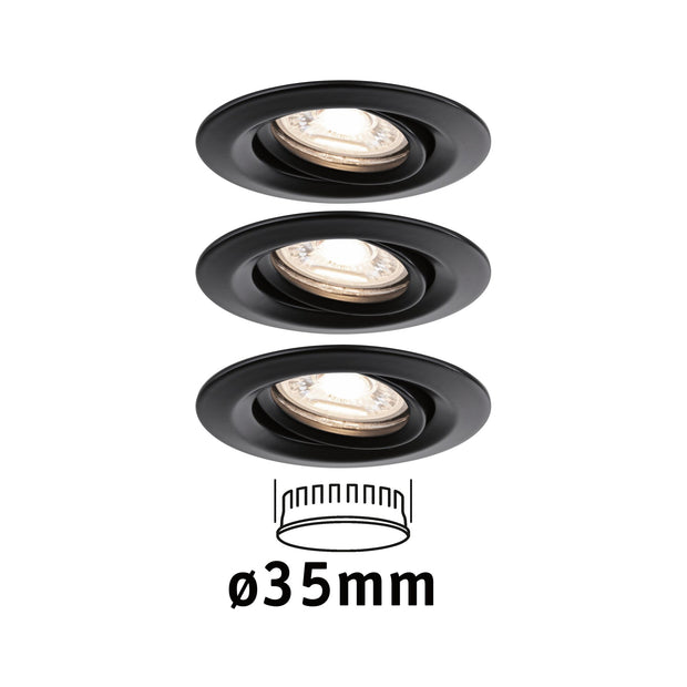 LED Einbauleuchte Nova Mini Coin Basisset schwenkbar rund 66mm 15 Grad Coin 3x4W 3x310lm 230V 2700K Schwarz matt