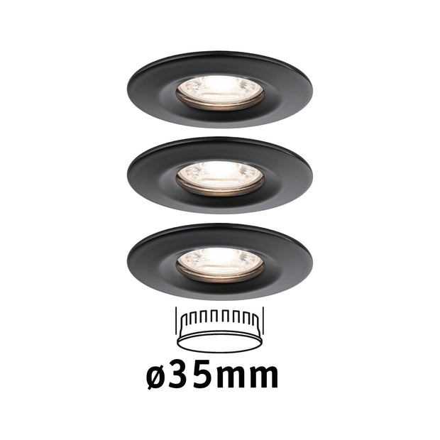 LED Einbauleuchte Nova Mini Coin Basisset starr IP44 rund 66mm Coin 3x4W 3x310lm 230V 2700K Schwarz matt