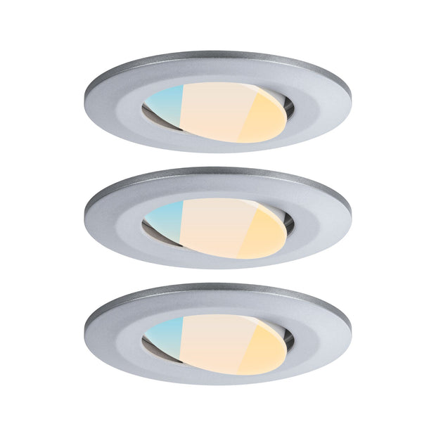 LED Einbauleuchte Calla 3er-Set schwenkbar IP65 rund 90mm 30 Grad 3x5W 3x400lm 230V White Switch Chrom matt