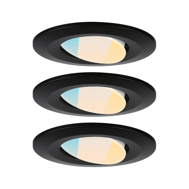 LED Einbauleuchte Calla 3er-Set schwenkbar IP65 rund 90mm 30 Grad 3x5W 3x400lm 230V White Switch Schwarz matt