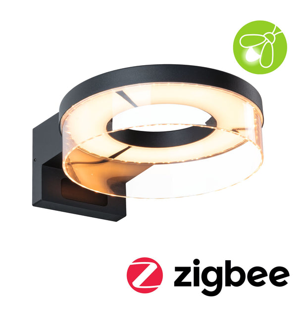 LED Aussenwandleuchte Smart Home Zigbee 3.0 Capera Daemmerungsgesteuerter Bewegungsmelder (IR) insektenfreundlich IP44 231mm Tunable Warm 12,5W 800lm 230V Anthrazit Aluminium