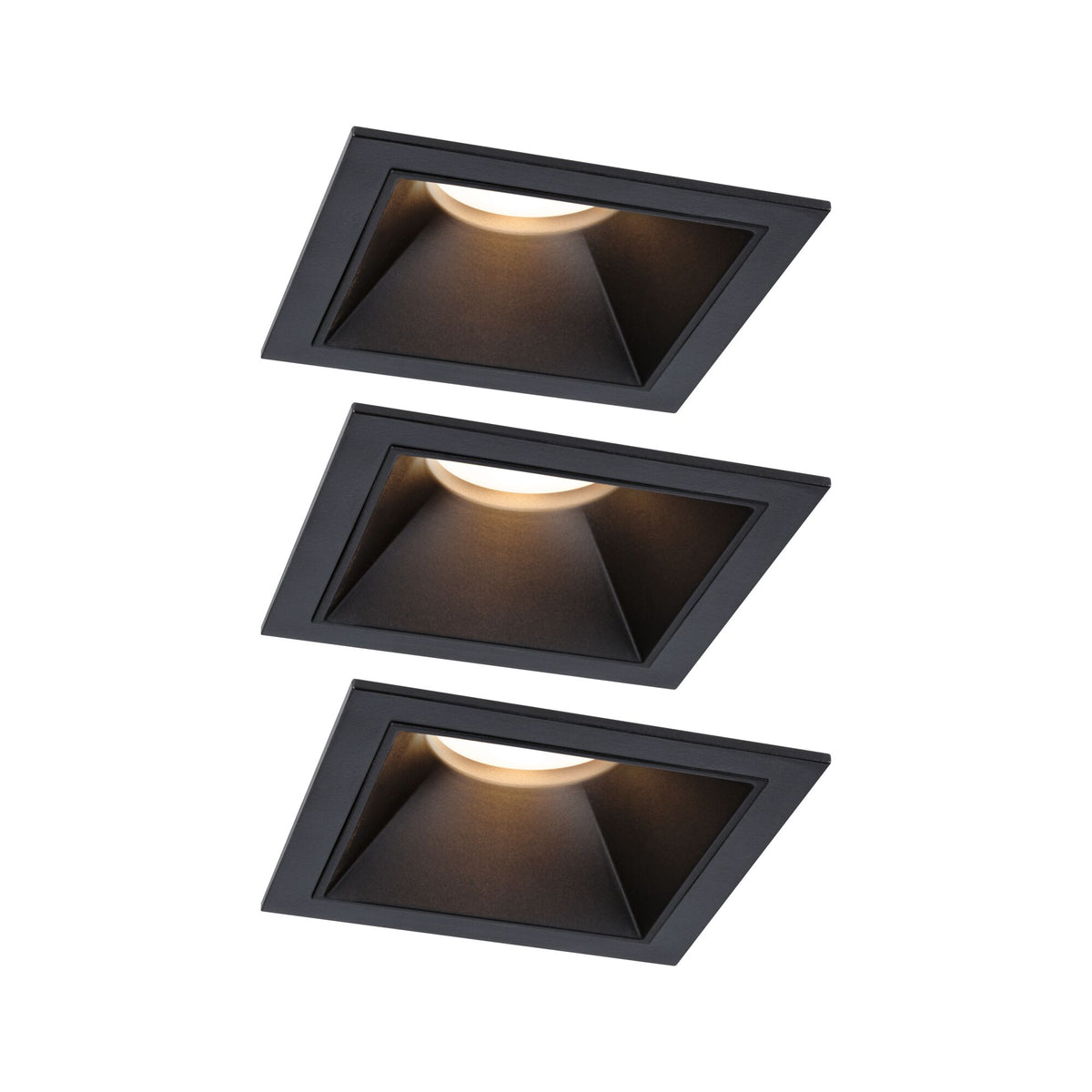 LED Einbauleuchte 3-Step-Dim Cole Coin 3er-Set IP44 eckig 88x88mm Coin 3x6W 3x470lm 230V dimmbar 2700K Schwarz