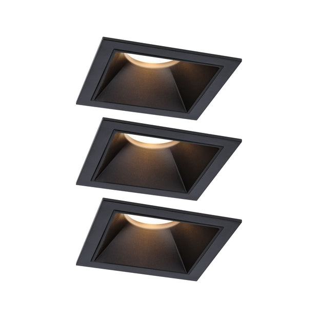 LED Einbauleuchte 3-Step-Dim Cole Coin 3er-Set IP44 eckig 88x88mm Coin 3x6W 3x470lm 230V dimmbar 2700K Schwarz